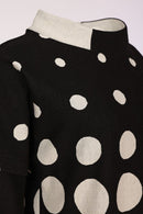 Cutaway Collar Spot Print Top - Black/sand