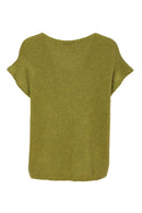 Extended Shoulder V Neck Jumper - Avocado