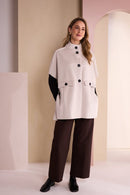High Neck Button Through Jacket - Sand