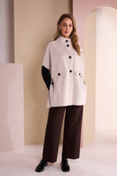 High Neck Button Through Jacket - Sand