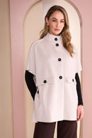 High Neck Button Through Jacket - Sand