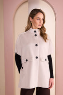 High Neck Button Through Jacket - Sand
