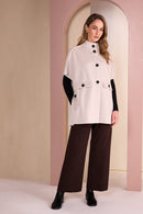High Neck Button Through Jacket - Sand
