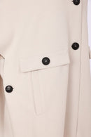 High Neck Button Through Jacket - Sand