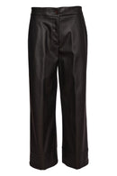 Wide Leg Leatherette Trouser - Black