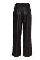 Wide Leg Leatherette Trouser - Black