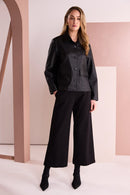 Side Pocket Soft Wide Leg Trouser - Black
