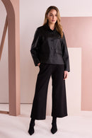 Side Pocket Soft Wide Leg Trouser - Black