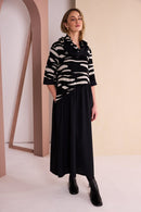 Print Dress - Black/sand