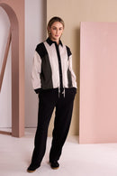 ColorPanel Drawstring Waist Trouser - Black/thyme