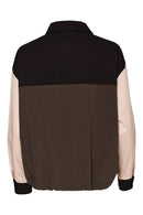 Button Through Drawstring Hem Top - Black/thyme