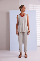 Tab Hem Slim Leg Trouser - Ash