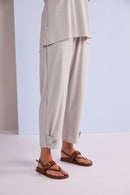 Tab Hem Slim Leg Trouser - Ash