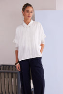 Front Pocket Detail Short Blouse - Off White