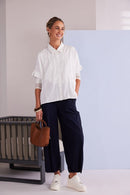 Front Pocket Detail Short Blouse - Off White