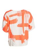 Paintwork Print Round Neck Top - Camellia