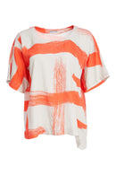 Paintwork Print Round Neck Top - Camellia
