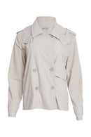 Double Breasted Hooded Jacket - Ash