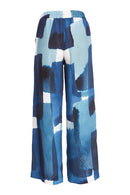 Patchwork Print Pull Up Trouser - Denim Blue