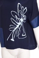Denim Look Placement Print Top - Denim Blue