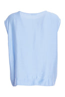 Round Neck Sleeveless Satin Top - Blue