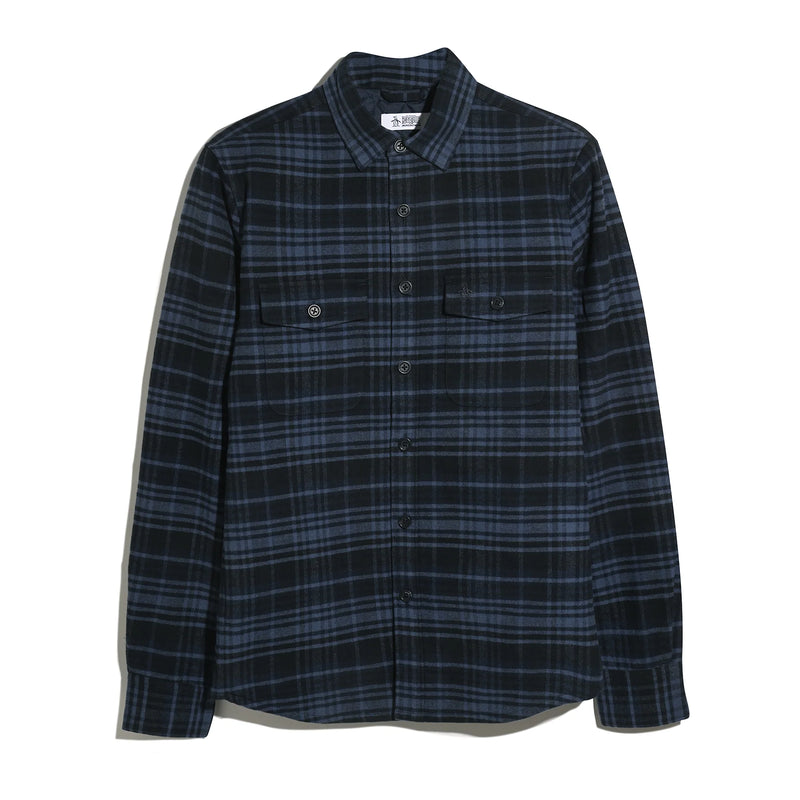 Plaid Flannel Shirt - Dark Sapphire