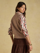 Holly Sleeveless Jumper - Tan