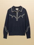 Western Collared Jumper - Navy