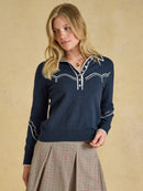 Western Collared Jumper - Navy