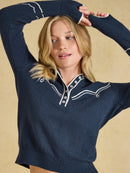 Western Collared Jumper - Navy