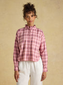 Cropped Oxford Check Shirt - Pink