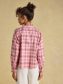 Cropped Oxford Check Shirt - Pink