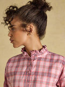 Cropped Oxford Check Shirt - Pink