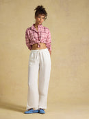 Cropped Oxford Check Shirt - Pink
