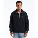 Tipped Ribbed 1/4 Zip Pullover - Dark Sapphire