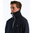 Tipped Ribbed 1/4 Zip Pullover - Dark Sapphire