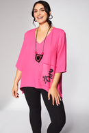 TOP WITH PRINT POCKET - Pink