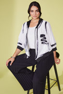 Brush Stroke Print Hoodie - Black/off White