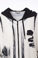 Brush Stroke Print Hoodie - Black/off White