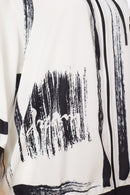 Brush Stroke Print Hoodie - Black/off White