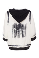 Brush Stroke Print Hoodie - Black/off White