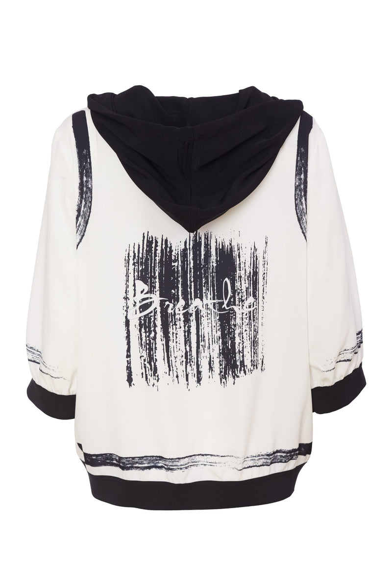 Brush Stroke Print Hoodie - Black/off White