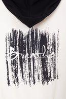 Brush Stroke Print Hoodie - Black/off White