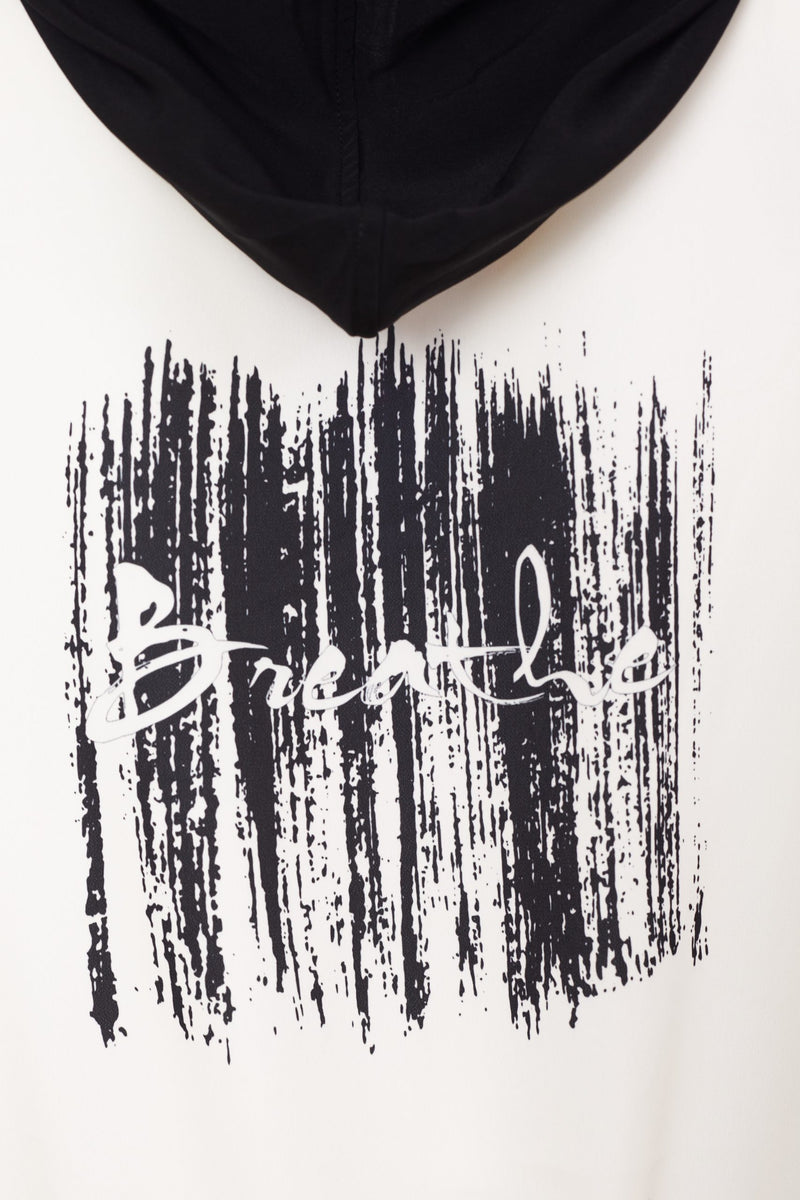 Brush Stroke Print Hoodie - Black/off White