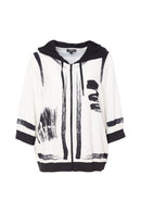 Brush Stroke Print Hoodie - Black/off White