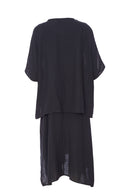 Side Print 2 Piece Dress - Black/off White