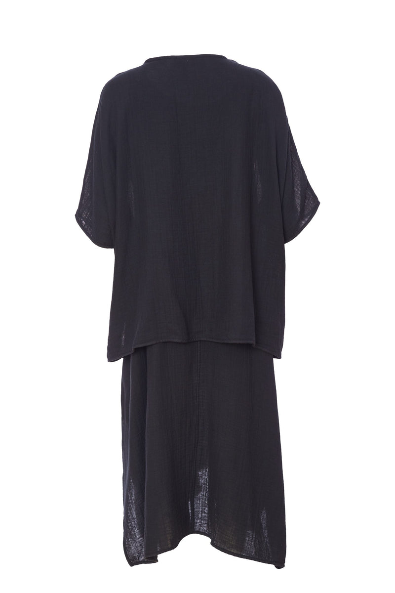 Side Print 2 Piece Dress - Black/off White