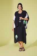 Side Print 2 Piece Dress - Black/off White