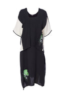 Side Print 2 Piece Dress - Black/off White