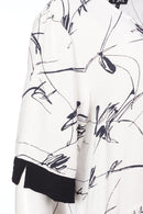 Contrast Front Hem Print Top - White/black